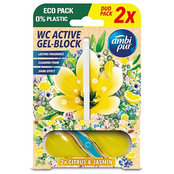 Гелевый подвесной блок для туалета Ambi Pur WC Active Gel-Block Цитрус и жасмин, 2х45 г - 